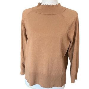 Talbots Scalloped Hem Camel Sweater